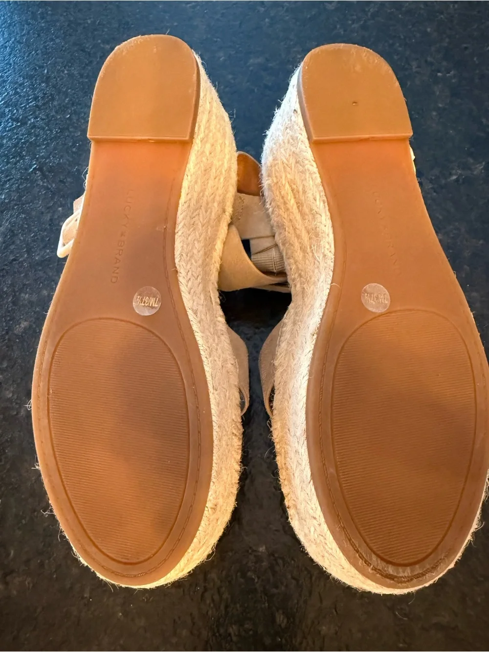 Lucky Brand Tan Suede Espadrille Ankle-Strap Sandals